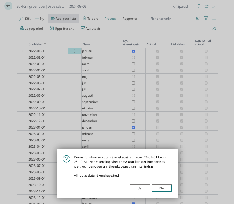 Årsavslut i Business Central.