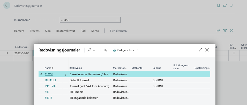 Årsavslut i Business Central.