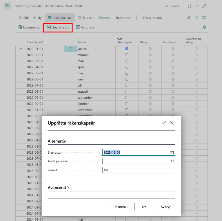 Årsavslut i Business Central.