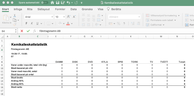 Business Central - Kemikalieskatt