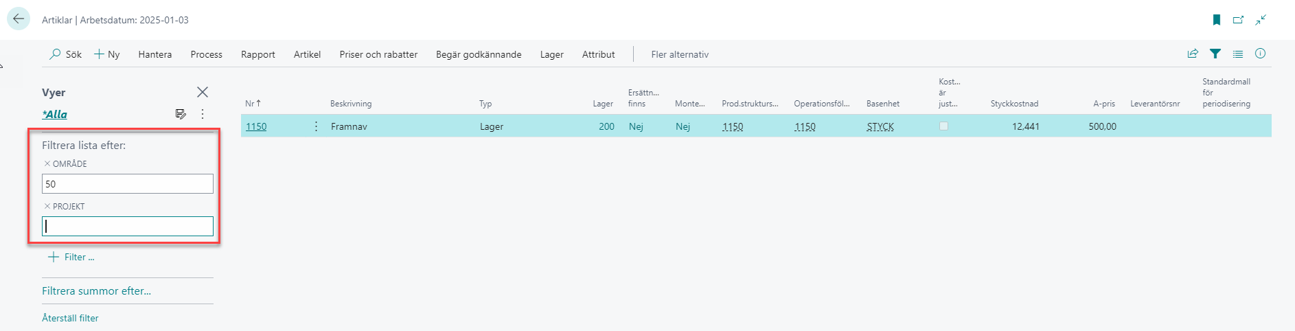 Busniess Central - Core - artiklar