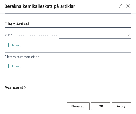 Business Central - Kemikalieskatt