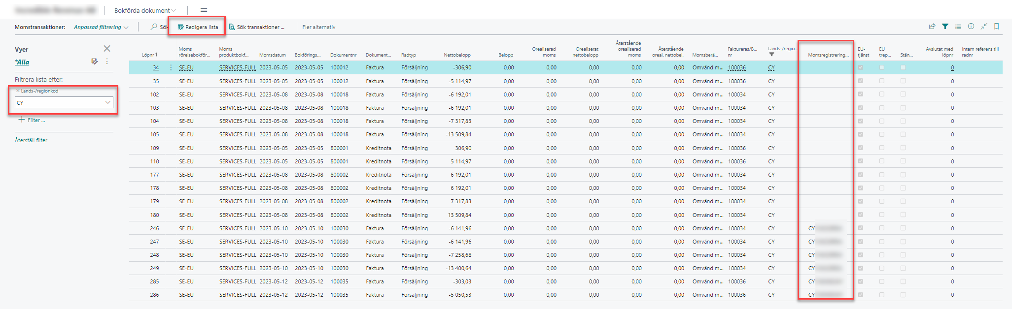 Periodisk sammanställning i Business Central