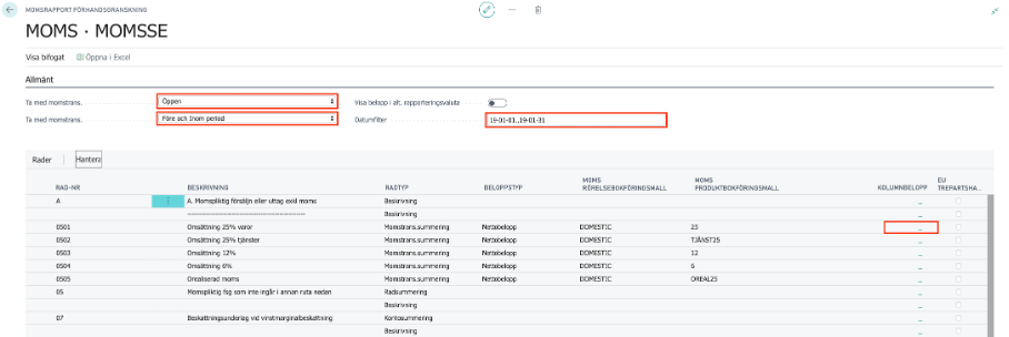 Månadsavstämning i Business Central