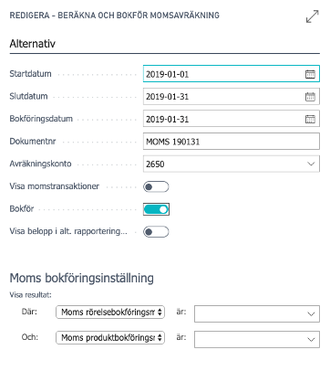 Månadsavstämning i Business Central