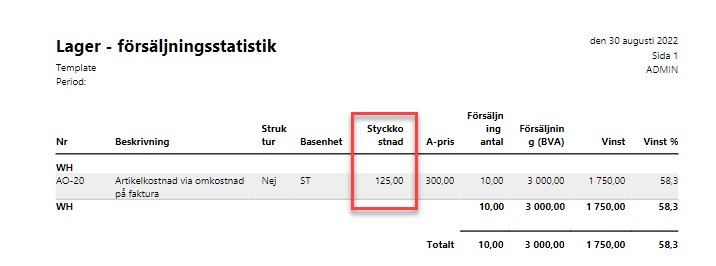 Omkostnad i Business Central