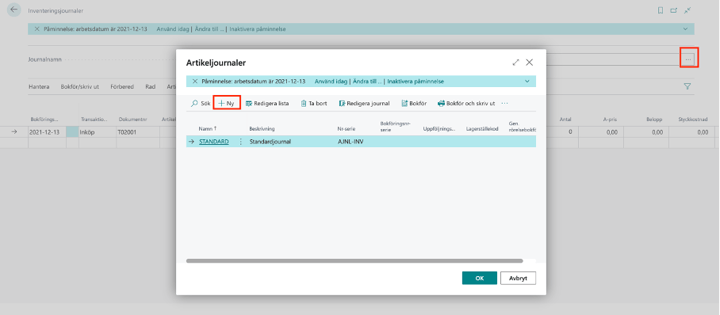 Skapa inventeringsjournaler